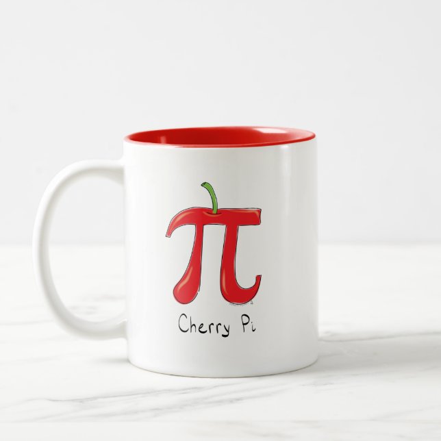 Cherry Pi Symbol Math Teacher Funny Two-Tone Coffee Mug (Left)