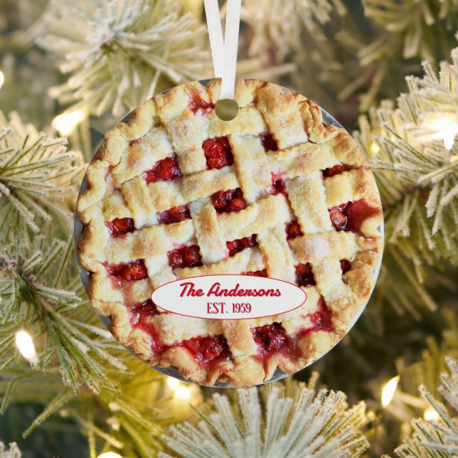 Cherry Pie Baker Personalised  Metal Tree Decoration (Insitu)