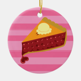 Cherry Pie Heart Ceramic Ornament