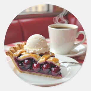 Cherry Pie, Vanilla Ice Cream & Coffee  Classic Round Sticker