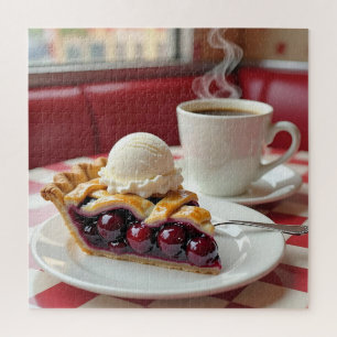 Cherry Pie, Vanilla Ice Cream & Coffee Jigsaw Puzzle