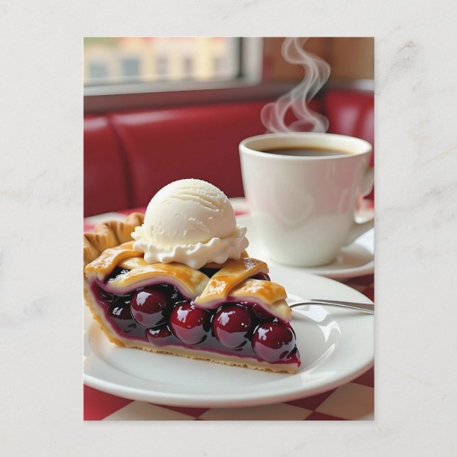 Cherry Pie, Vanilla Ice Cream & Coffee Postcard (Front)