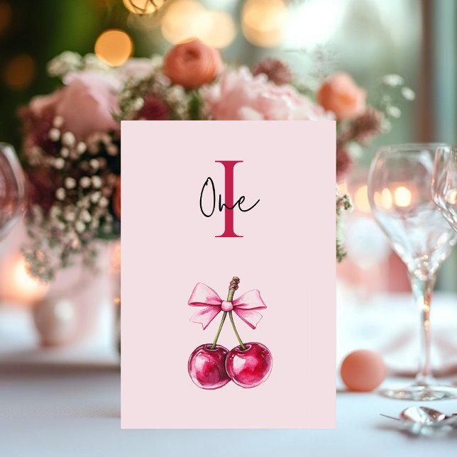 Cherry Pink Birthday Party Table Number (Creator Uploaded)