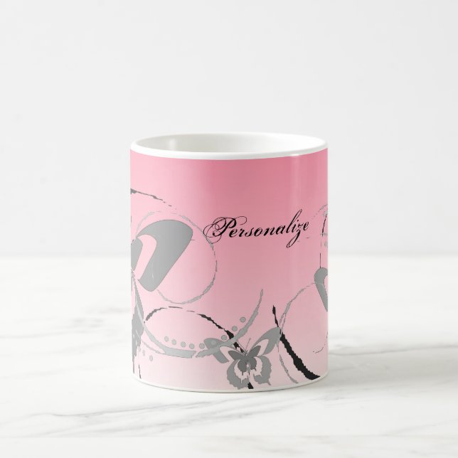 Cherry Pink Butterfly Trio Coffee Mug (Center)