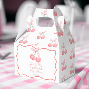 Cherry pink coquette baby shower favours customise favour box