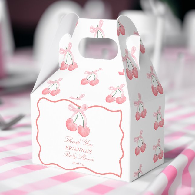 Cherry pink coquette baby shower favours customise favour box (Cherry pink coquette baby shower favors customized favor boxes personalized favor box)