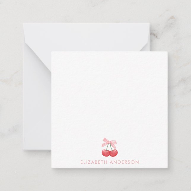 Cherry Pink Coquette Personalised Minimalist  Card (Front)