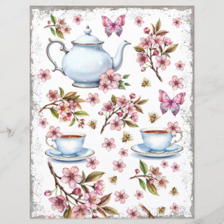 Cherry pink flower flower field with tea