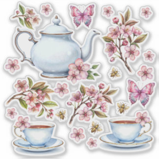 Cherry pink flower flower field with tea