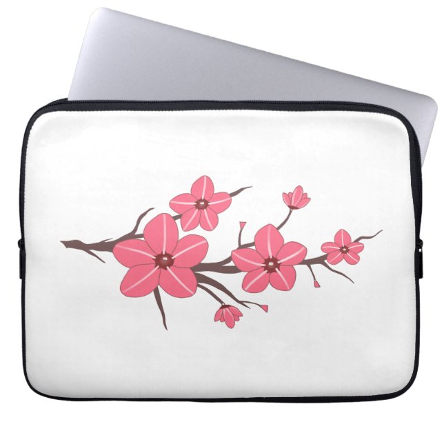 Cherry pink flowers pattern ! laptop sleeve (Front)