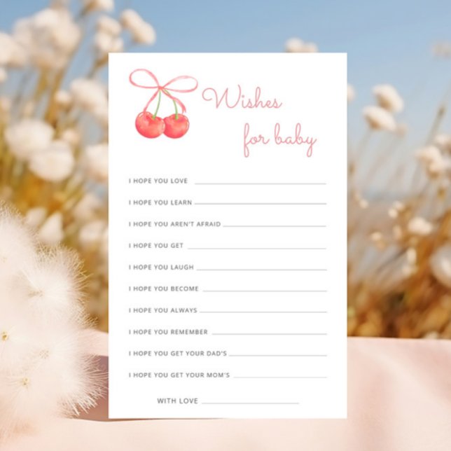 Cherry Pink Ribbon Baby Shower Wishes For Baby (Creator Uploaded)