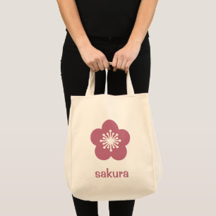 Cherry Pink Sakura Blossom Silhouette Tote Bag