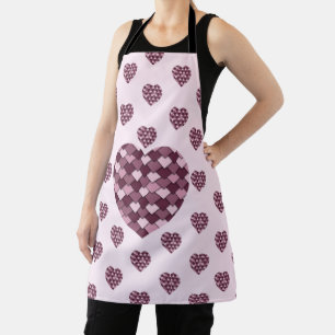 Cherry Pink Square and Diamond heart Apron