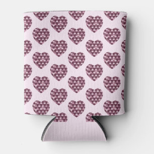 Cherry Pink Square and Diamond heart Can Cooler