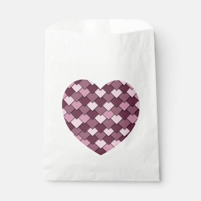 Cherry Pink Square and Diamond heart Favour Bag (Front)