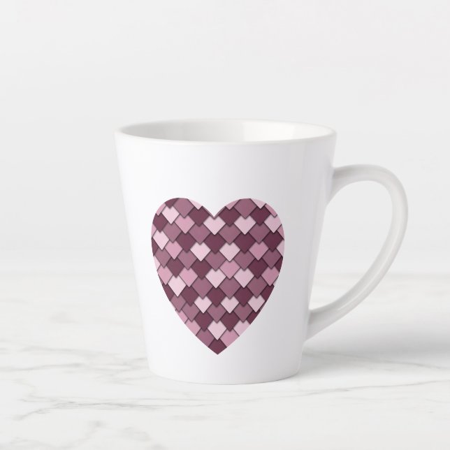 Cherry Pink Square and Diamond heart Latte Mug (Right)