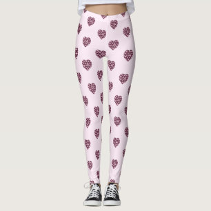 Cherry Pink Square and Diamond heart Leggings
