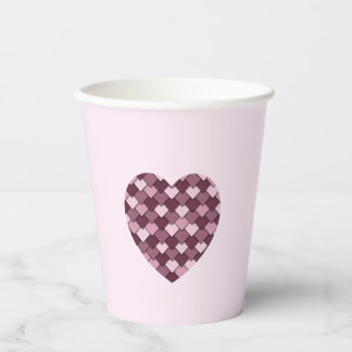 Cherry Pink Square and Diamond heart Paper Cups