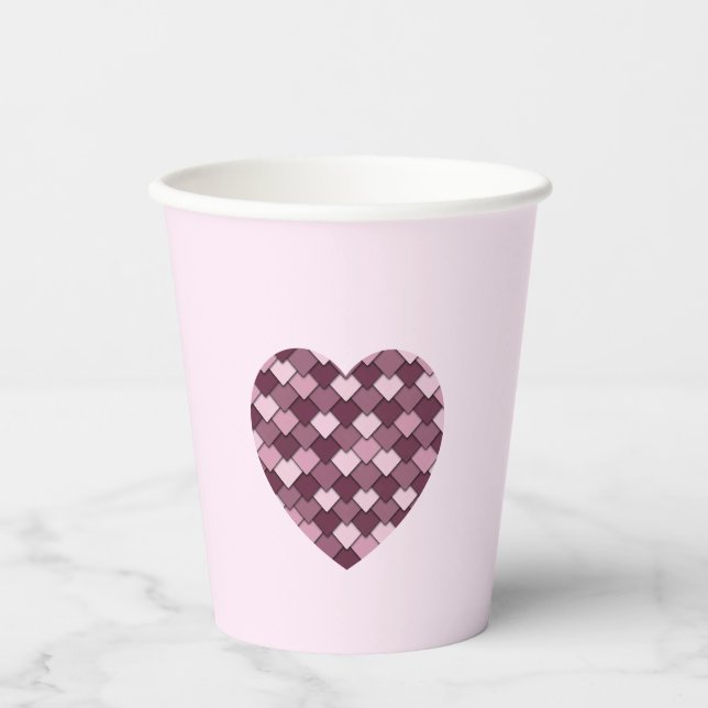 Cherry Pink Square and Diamond heart Paper Cups (Front)