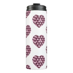 Cherry Pink Square and Diamond heart Thermal Tumbler