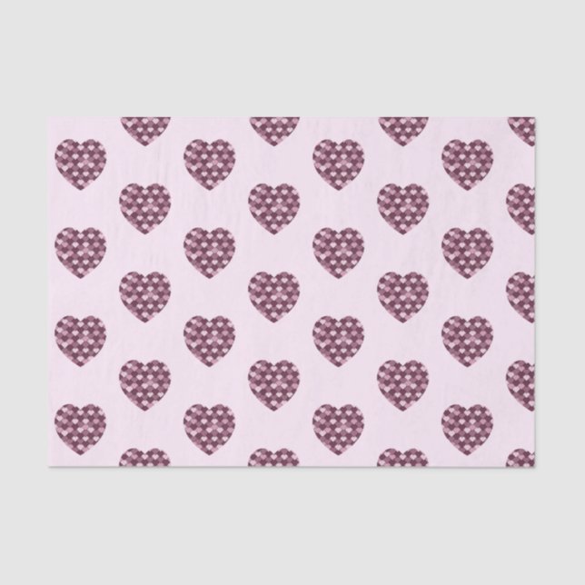 Cherry Pink Square and Diamond heart Tissue Paper (Front)