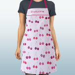 Cherry Pink Watercolor Personalised Apron<br><div class="desc">Sweet pink watercolor cherries pattern with a modern font.   Change the name to personalise. Original art by Nic Squirrell</div>