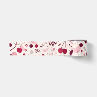 Cherry Pink Y2K Seamless Wrapping Paper | Cute Aes Satin Ribbon