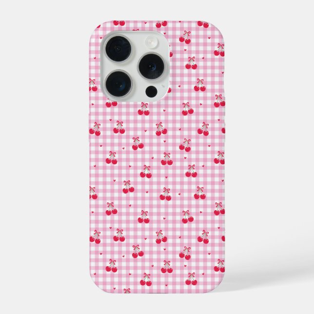 Cherry Plaid Heart Valentine Pattern  iPhone Case (Back)