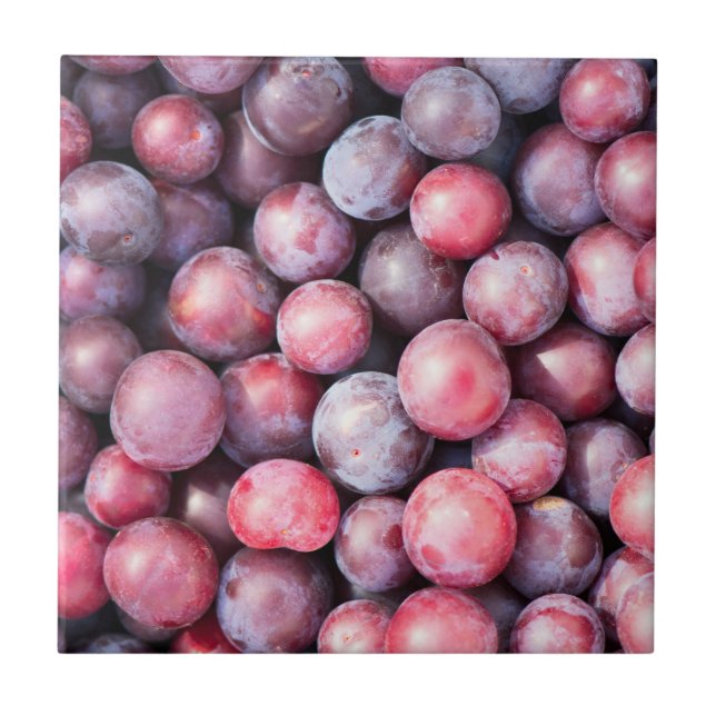 Cherry plum background ceramic tile (Front)