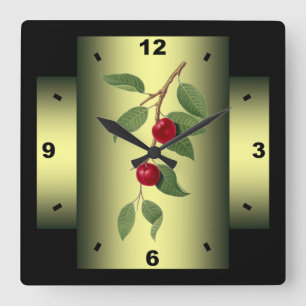 Cherry Plum ~Botanical Fruit ~ Giorgio Gallesio~ Square Wall Clock