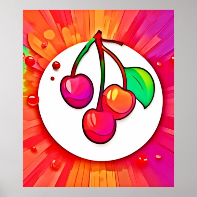 Cherry Pop Art Burst Poster (Front)