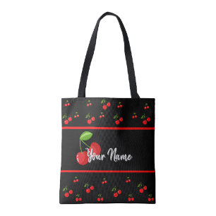Cherry print shopping Book Tote Bag
