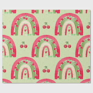 Cherry & Rainbow Fruit Pastel Cute Birthday Colors Wrapping Paper