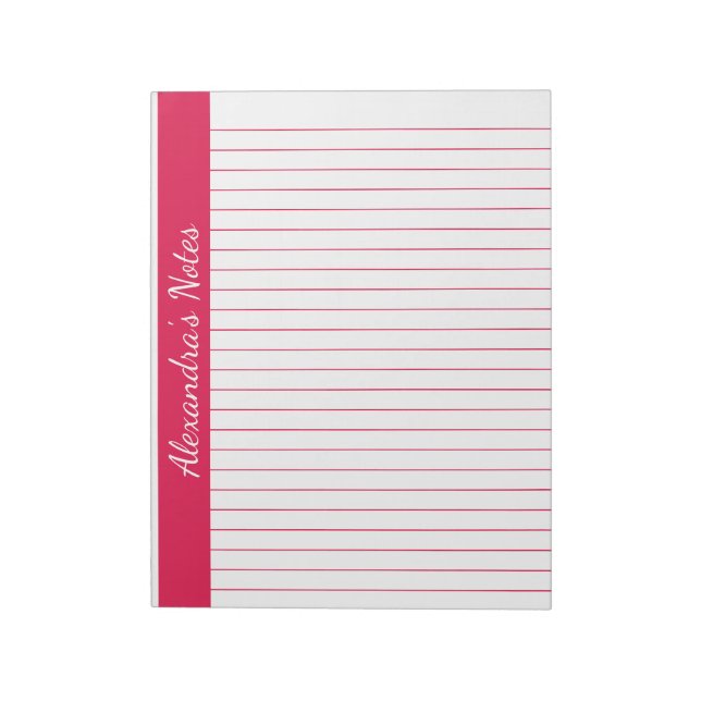 Cherry Red 8.5x11 Letter Size Left Vertical Name Notepad (Rotated)