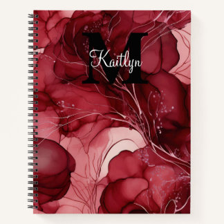 Cherry Red Alcohol Ink Personalised Notebook