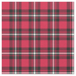 Cherry Red and Black Sporty Plaid Fabric