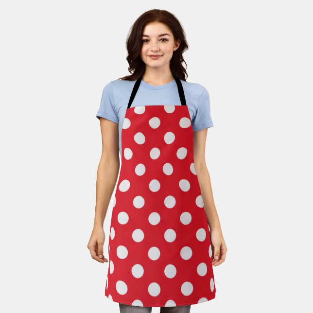 Cherry Red and White Polka Dot Apron (Worn)