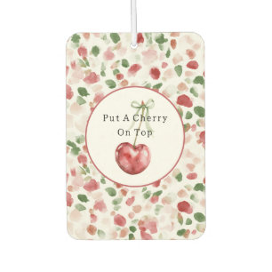 Cherry Red Apple Green Petals Car Air Freshener