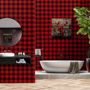 Cherry Red Black 3 Inch Lumberjack Buffalo Plaid Wallpaper