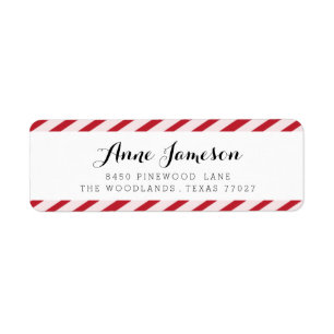 Cherry Red Carnival Stripes Address Labels