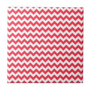 Cherry Red Chevron Zigzag Ceramic Tile