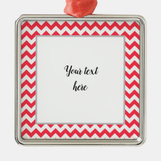 Cherry Red Chevron Zigzag Metal Ornament