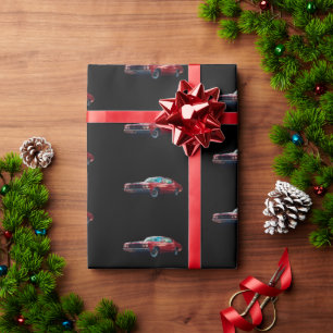 Cherry Red Chevy on Black Matte Wrapping Paper
