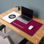 Cherry Red | Custom Business Logo Name, Slogan Desk Mat<br><div class="desc">Create your own company workspace branded decoration with our ergonomic burgundy cherry wine red Business Company Logo Desk Mat. This stylish, modern and professional desk mat allows you to personalize your boss, coworker or employee office in a unique way. Add corporate logo, name, profession, website, slogan, social media or any...</div>