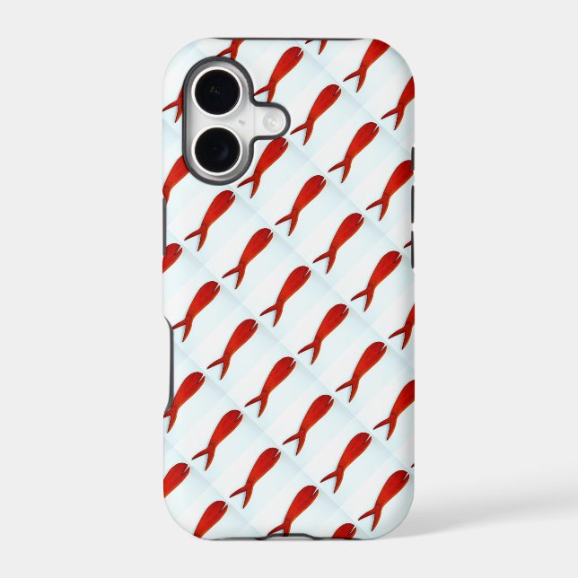 cherry red fish school on white pattern (Back)