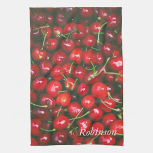 Cherry Red Fruit Personalised Tea Towel
