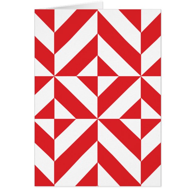 Cherry Red Geometric Deco Cube Pattern (Front)