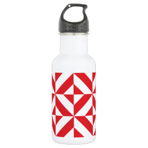 Cherry Red Geometric Deco Cube Pattern 532 Ml Water Bottle