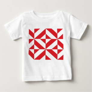 Cherry Red Geometric Deco Cube Pattern Baby T-Shirt
