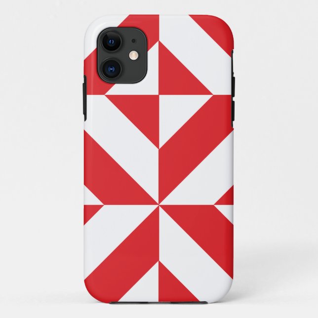 Cherry Red Geometric Deco Cube Pattern Case-Mate iPhone Case (Back)